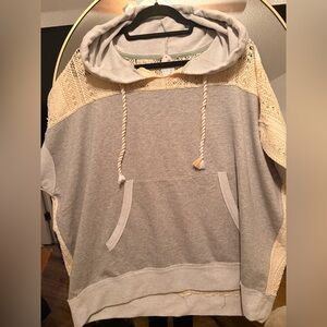 Gray and Cream Women's Hoodie